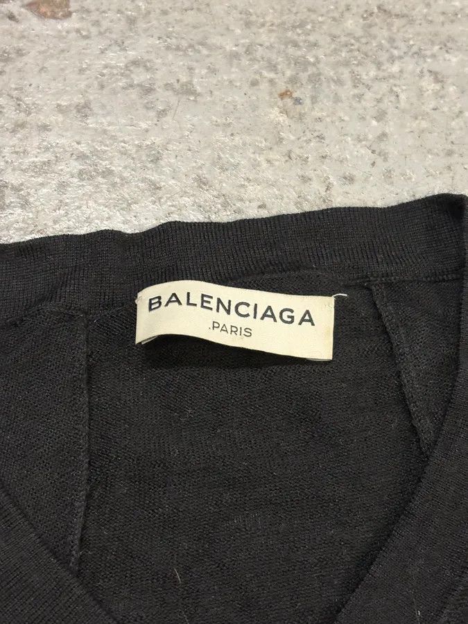 Balenciaga SS2014 Balenciaga Black Minimalist Wool Vneck Sweater Size US S / EU 44-46 / 1 - 8 Thumbnail