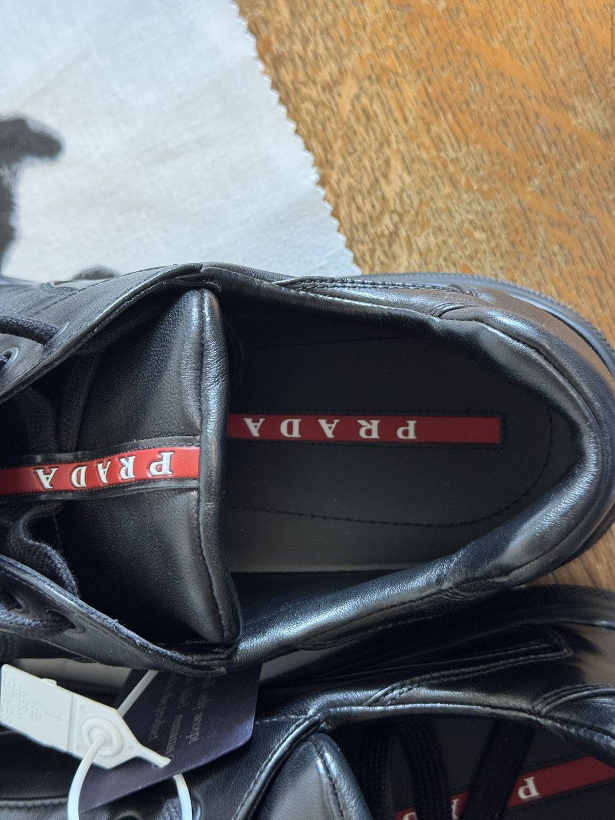 Prada Prada Black Leather Low-Top Sneakers New w/ Tags EU 43 Size US 10.5 / EU 43-44 - 5 Thumbnail