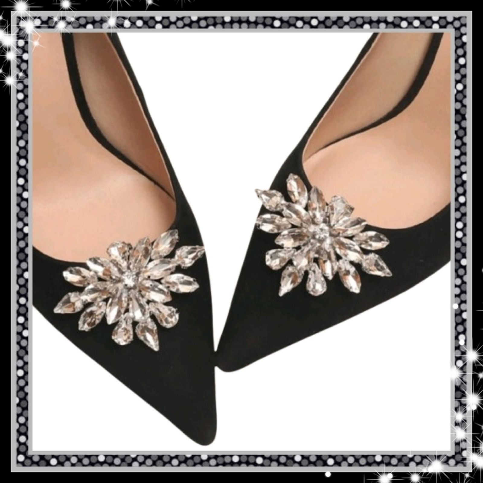 Other ELEGANT ☆ CRYSTAL & SILVERTONE ☆ FLOWER SHOE CLIPS ☆ NIP Size US 4 / IT 34 - 1 Thumbnail