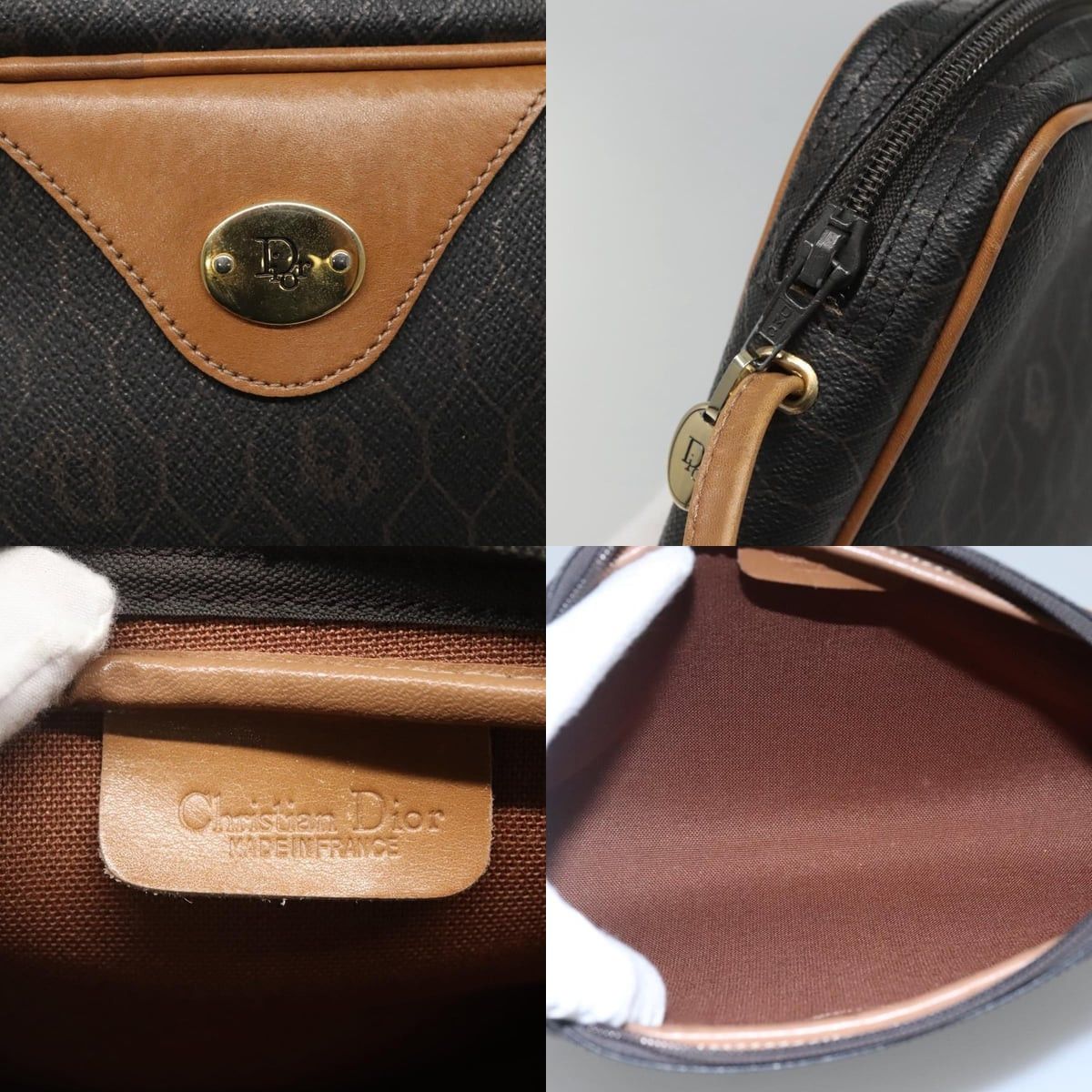 Dior DIOR Honeycomb Canvas Shoulder Bag Black Gold Size ONE SIZE - 11 Thumbnail