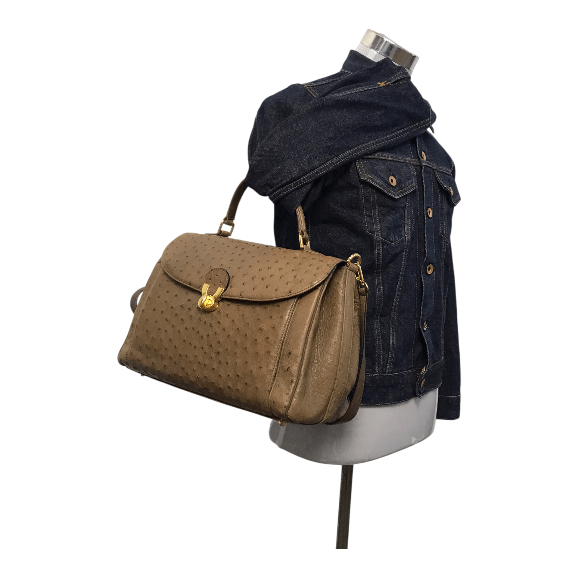 Japanese Brand × Leather Ostrich Brown Leather Two Way Bag Size ONE SIZE - 6 Thumbnail