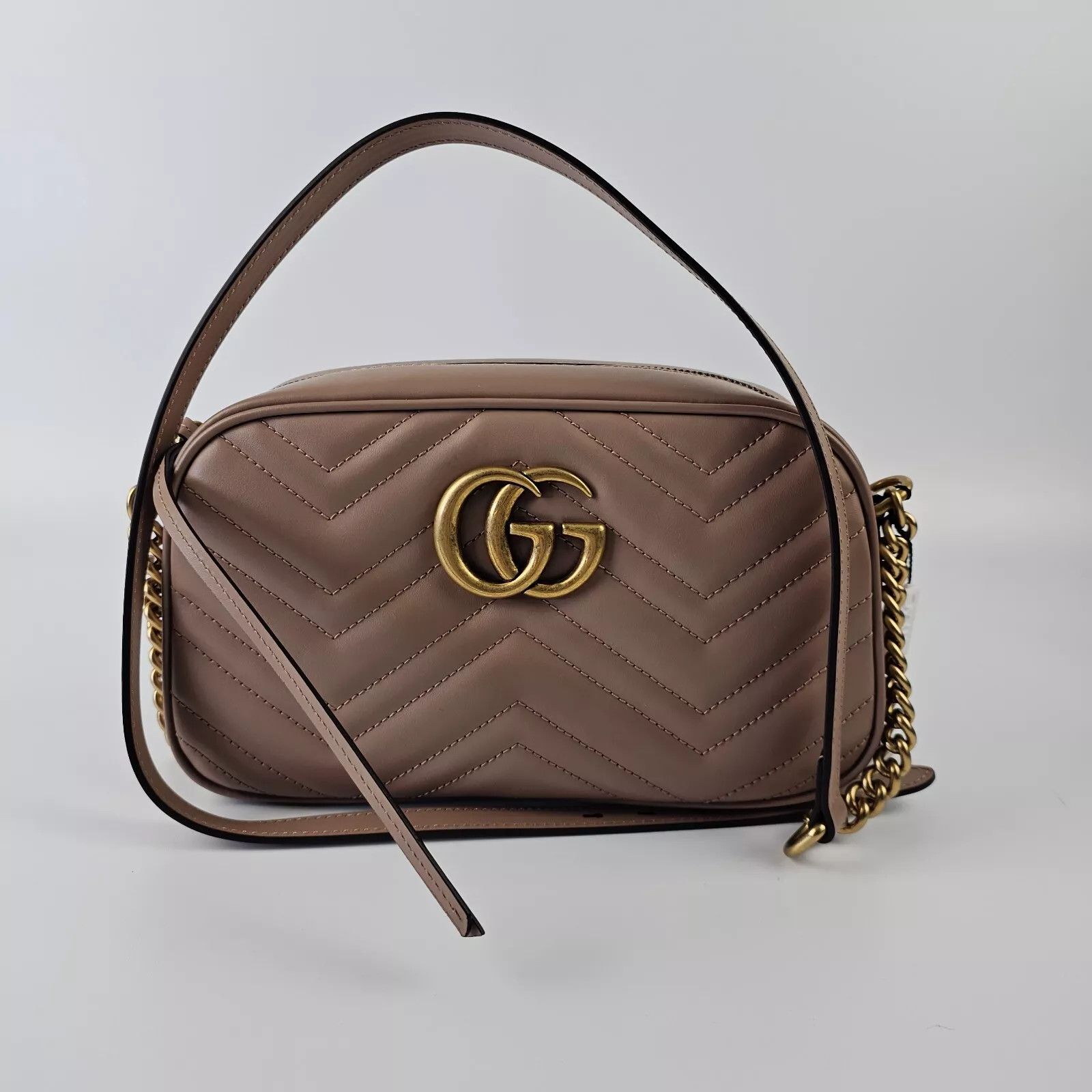 GUCCI GG Marmont Small Dusty Pink Leather Shoulder Bag
