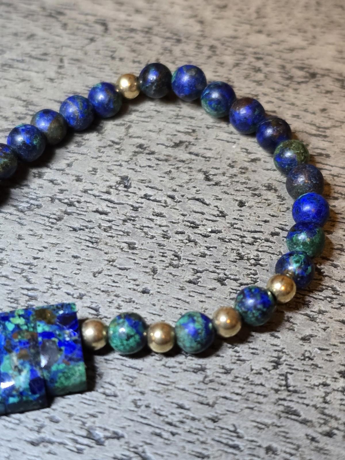 The Unbranded Brand Vibrant Azurmalachite Azurite Slab Necklace Artisan-Cut Size ONE SIZE - 5 Thumbnail