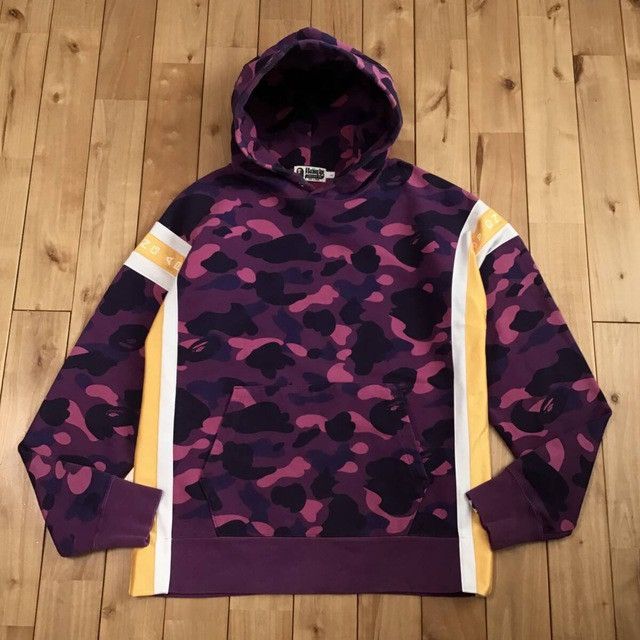 Bape BAPE logo pullover hoodie purple camo a bathing ape Size US L / EU 52-54 / 3 - 1 Thumbnail