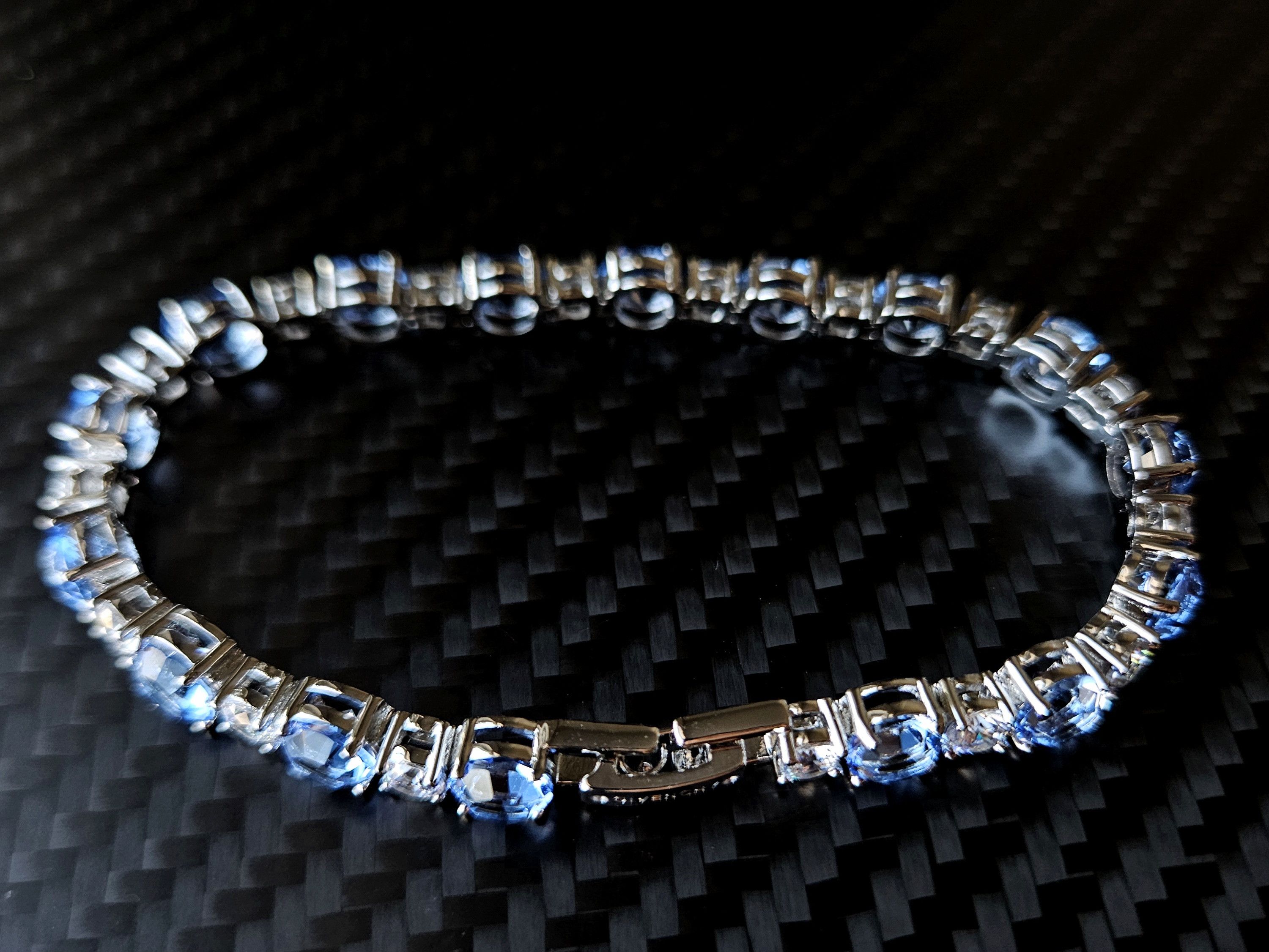 Givenchy 💙 Blue Crystal Cubic Silver Tennis Bracelet Size ONE SIZE - 5 Thumbnail