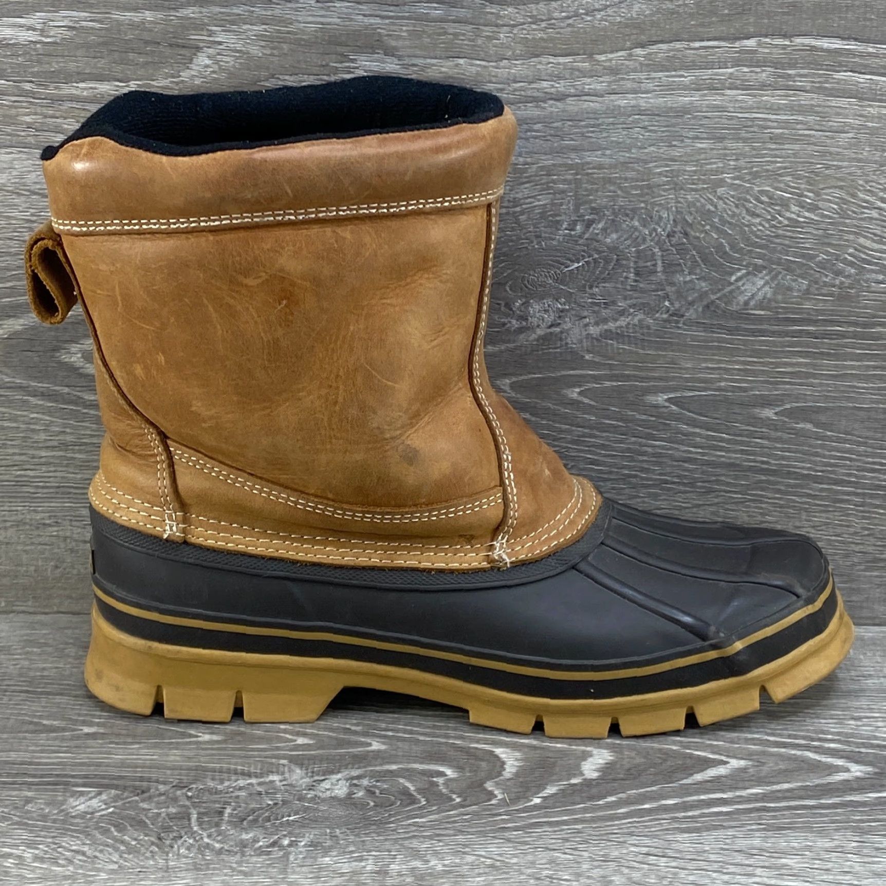 Eddie Bauer VINTAGE Eddie Bauer Mens 11 Brown Leather Insulated Waterproof Winter Duck Rubber Boots - Steel Shank Size US 11 / EU 44 - 2 Thumbnail