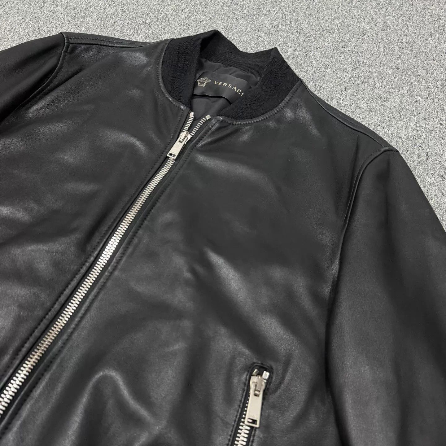 Versace Versace Black Lambskin Leather Jacket 50 99N Size US M / EU 48-50 / 2 - 3 Thumbnail