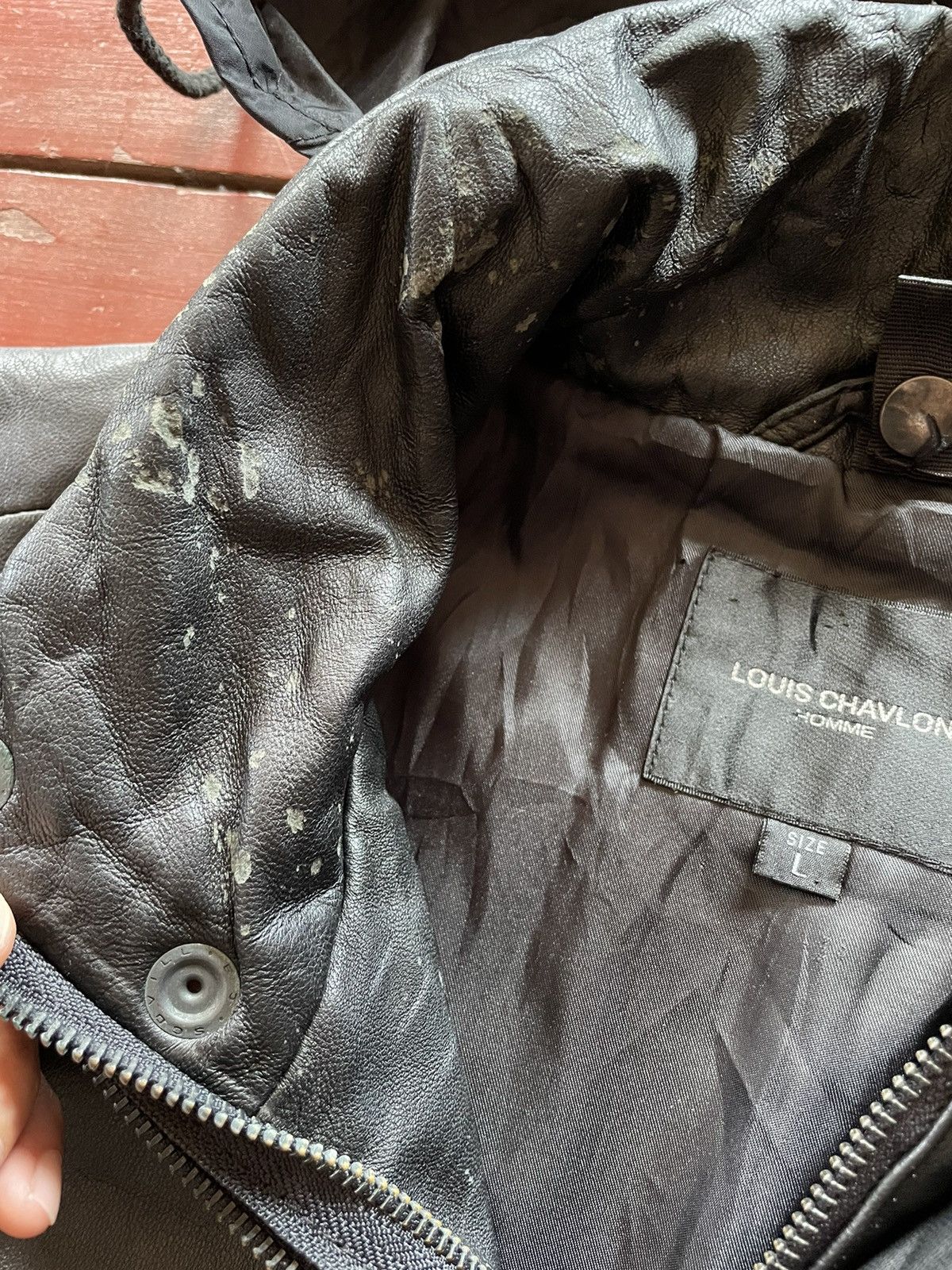 Japanese Brand Louis Chavlon Zipper Leather Jacket Matrix Size US L / EU 52-54 / 3 - 13 Thumbnail