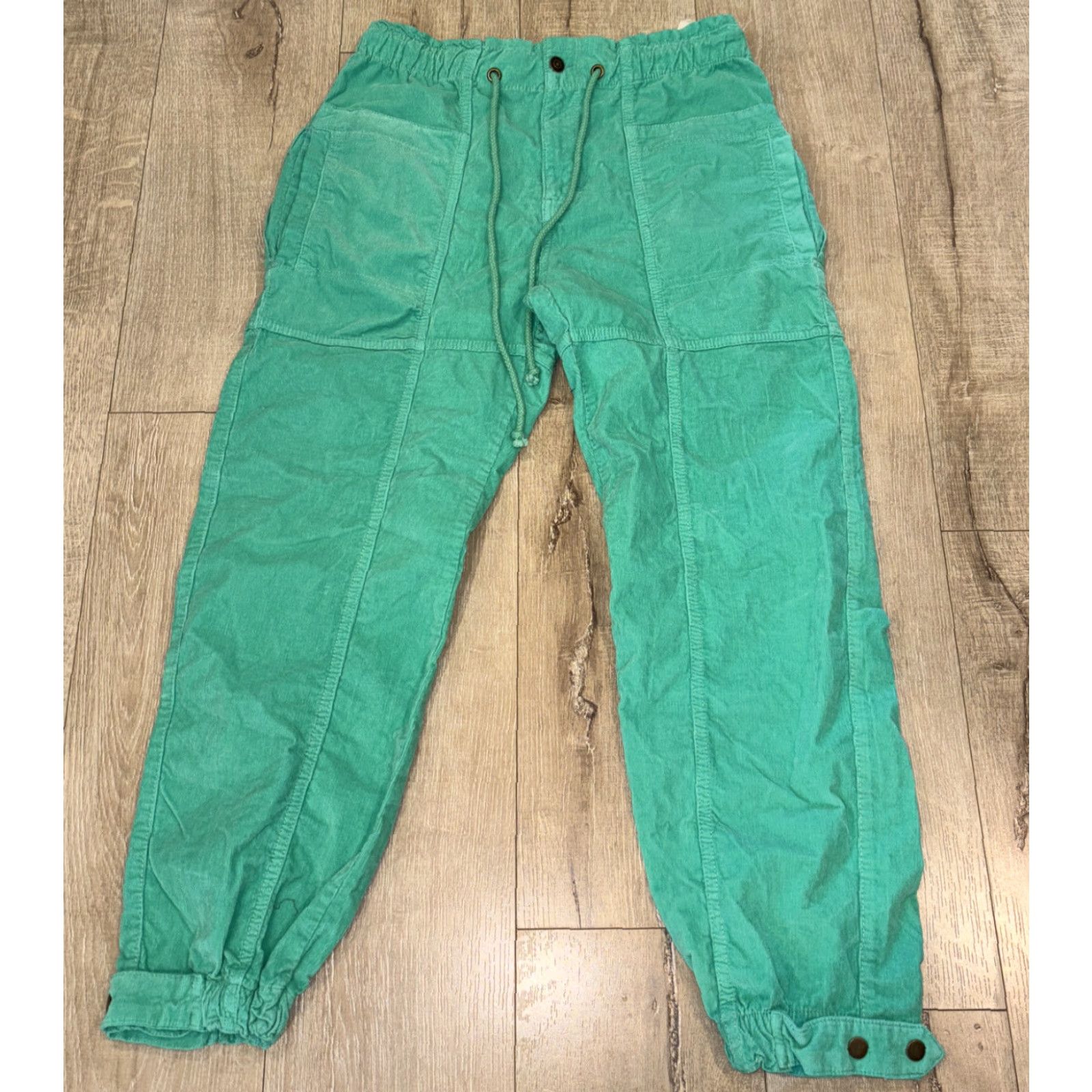 Free People Free People Corduroy Jogger Pants Green Size S Regular Fit 90s Y2K Womens Size 28" / US 6 / IT 42 - 2 Thumbnail