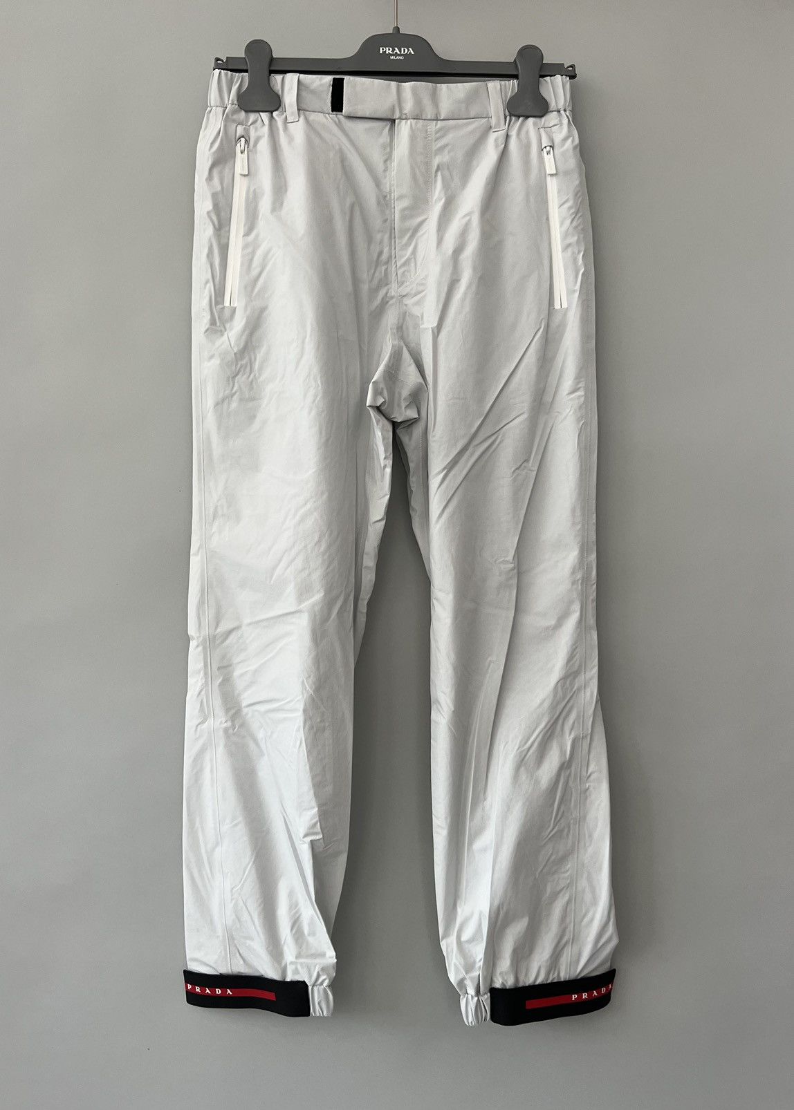 image of Prada Linea Rossa Gabardine Track Pants in White, Men's (Size 30)