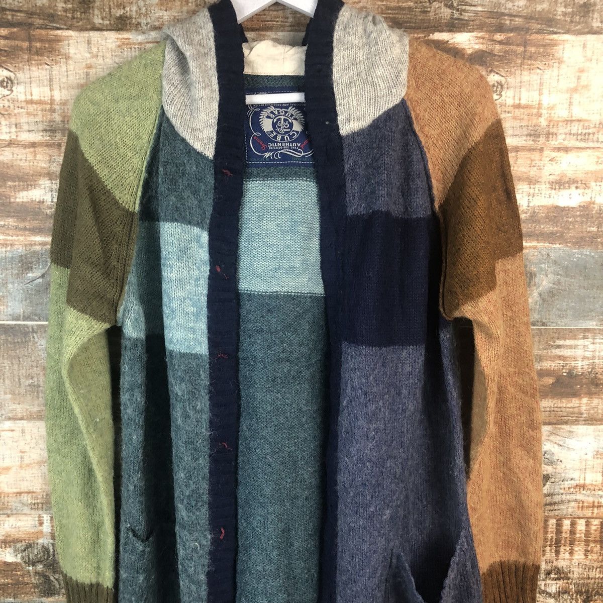 Homespun Knitwear × Japanese Brand Cube Sugar Multicolor patchwork Cardigan Knitwear #A2277 Size US M / EU 48-50 / 2 - 5 Thumbnail