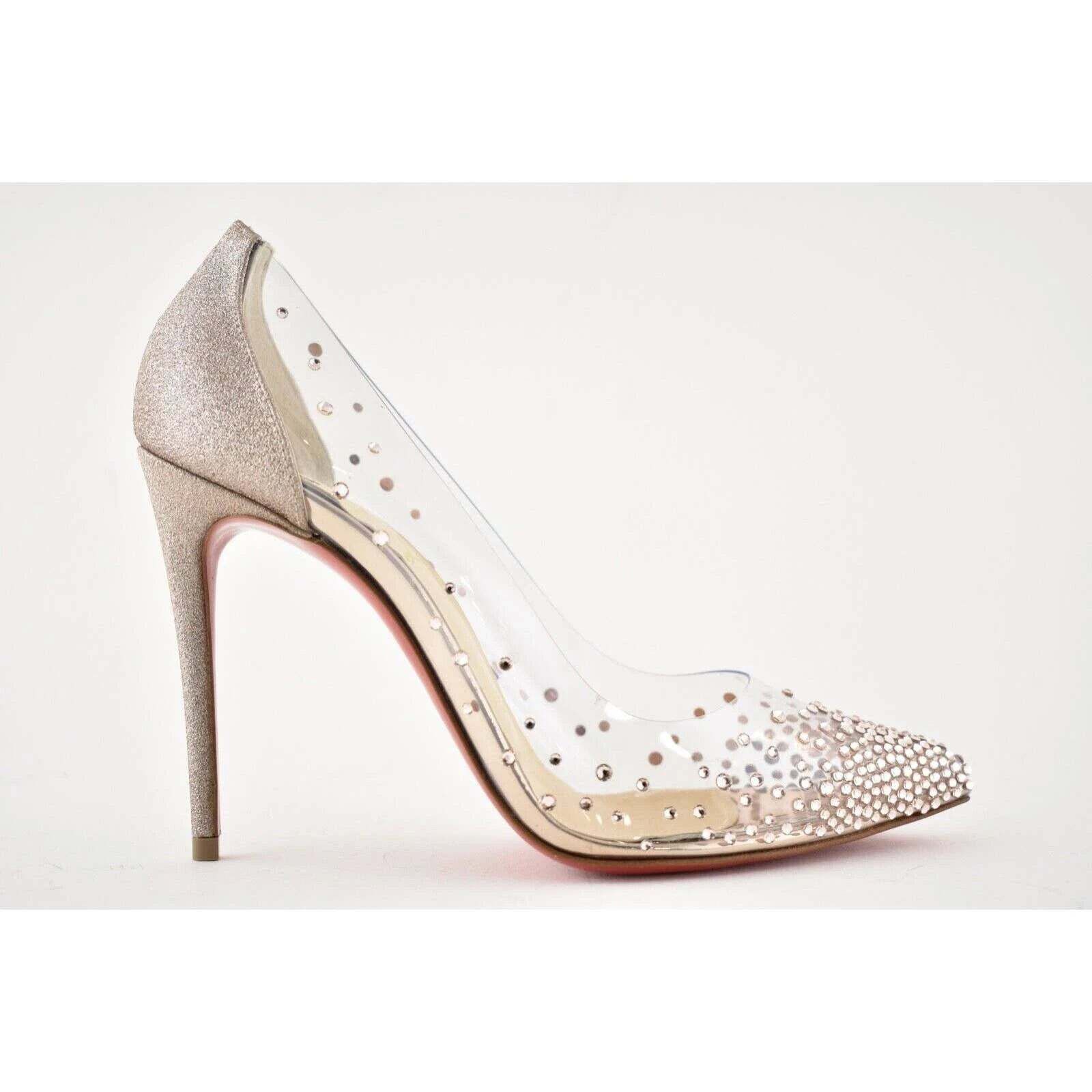Christian Louboutin Degrastrass PVC 100 Pink Courtisane Glitter Heel Pump 35.5 Size US 5.5 / IT 35.5 - 2 Thumbnail