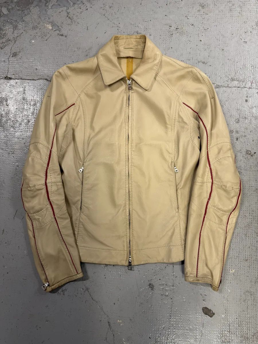 Prada 2000s Prada Creamy White Biker Leather Jacket Size S / US 4 / IT 40 - 1 Thumbnail