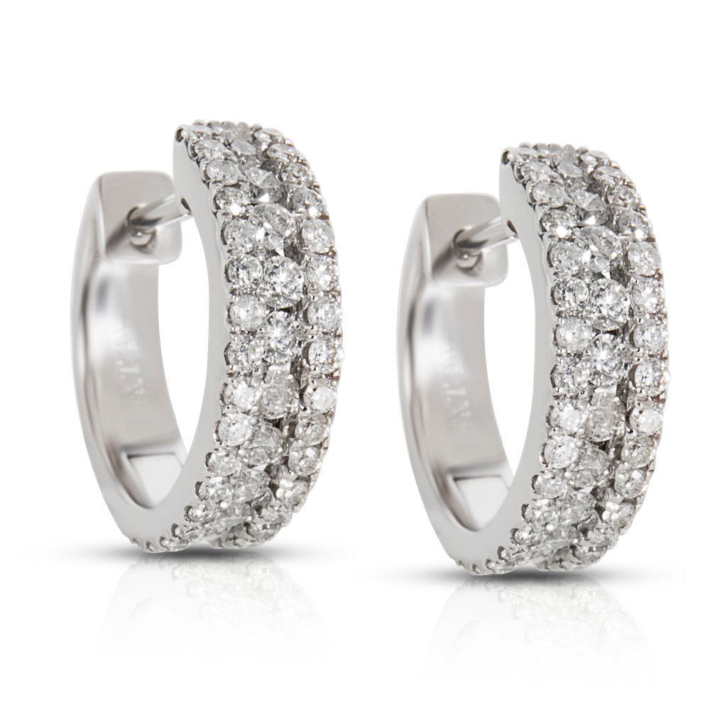 Diamond Hoop Earrings Channel Set in 14K White Gold (0.98 CTW)