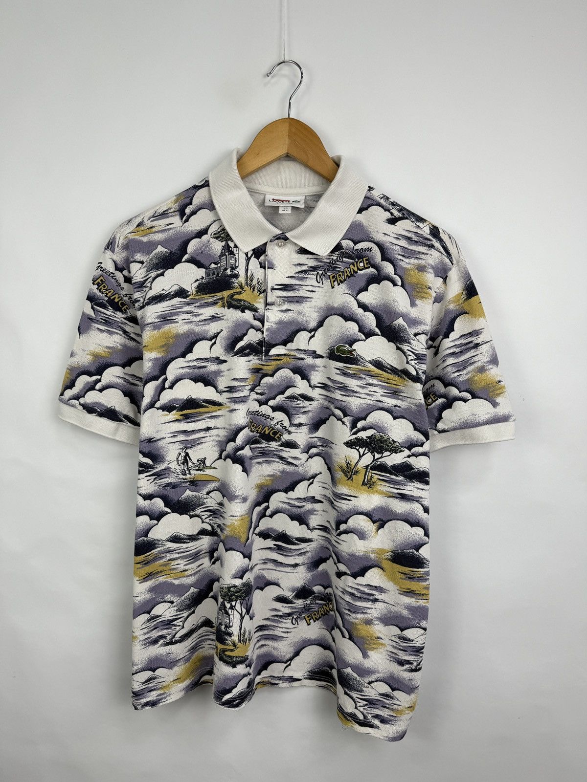 Lacoste 🇫🇷 Lacoste Greeting From France Polo T-Shirt Classic Fit Rare Size US L / EU 52-54 / 3 - 4 Thumbnail