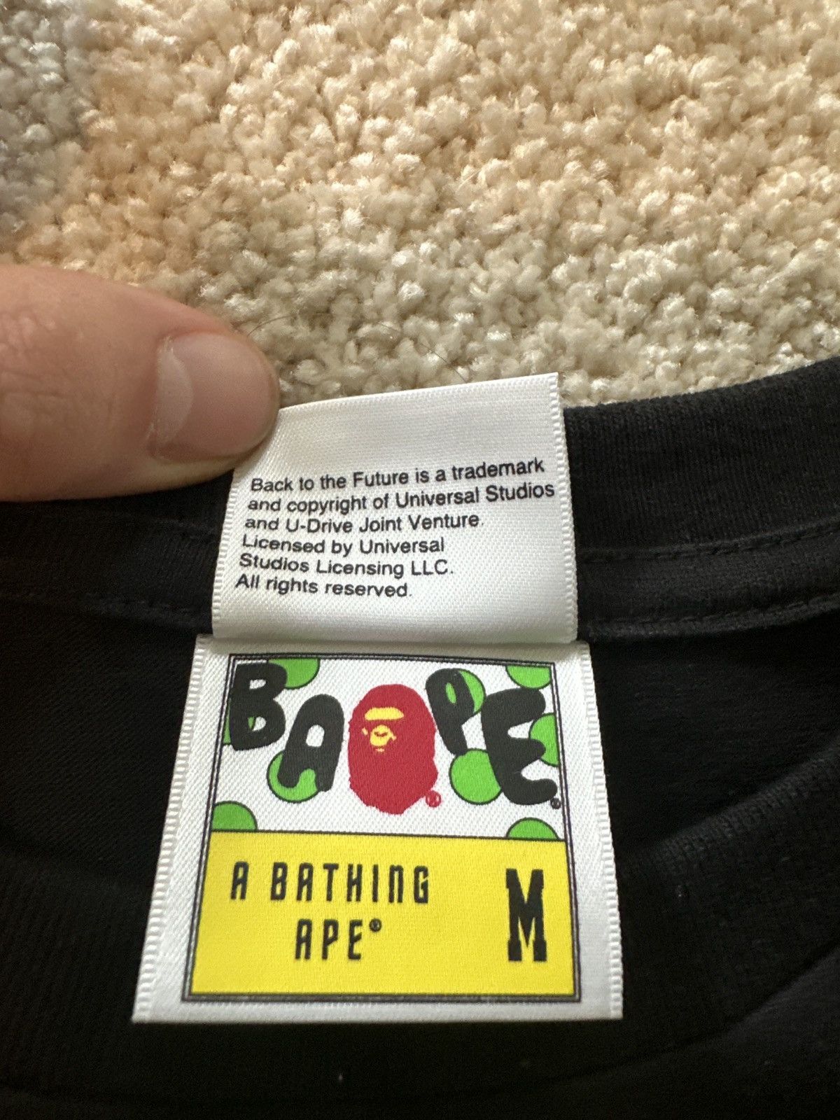 Bape × Universal Studios BAPE Baby Milo Back to the Future Black Tee Size US M / EU 48-50 / 2 - 4 Thumbnail