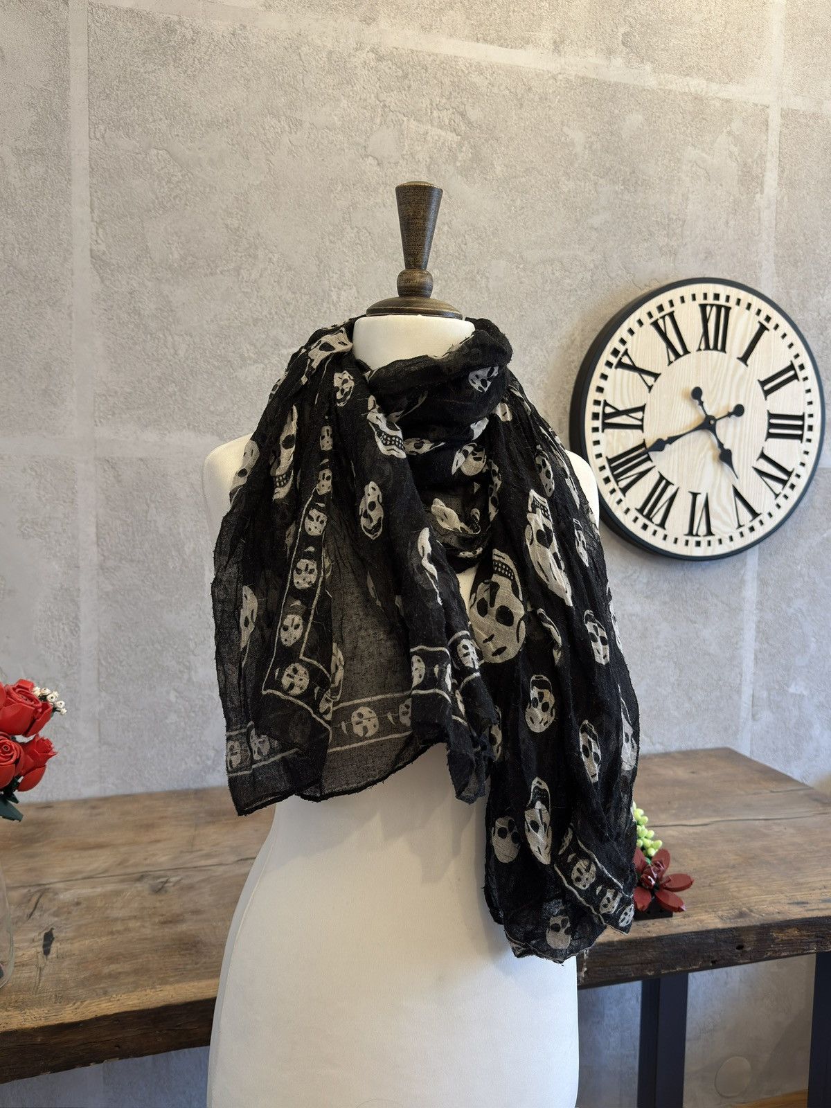 archive 忍者マフラー ストール 黒 ifsixwasnine LGB If Six Was Nine × Japanese Brand Black Skull Scarf | Grailed