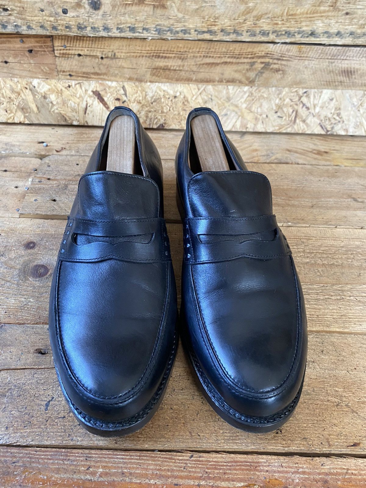 Heinrich Dinkelacker Heinrich dinckelacker black leather penny loafers sz uk 8.5 Size US 9.5 / EU 42-43 - 3 Thumbnail