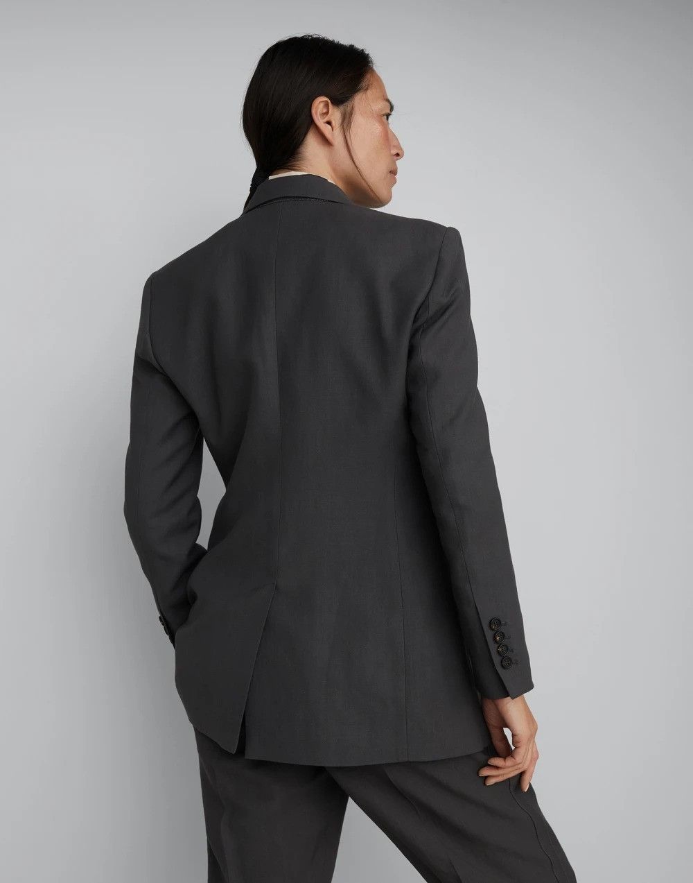 Brunello Cucinelli o1la1rc1a0425 Woven Jacket Wool in Dark Grey Size M / US 6-8 / IT 42-44 - 2 Thumbnail