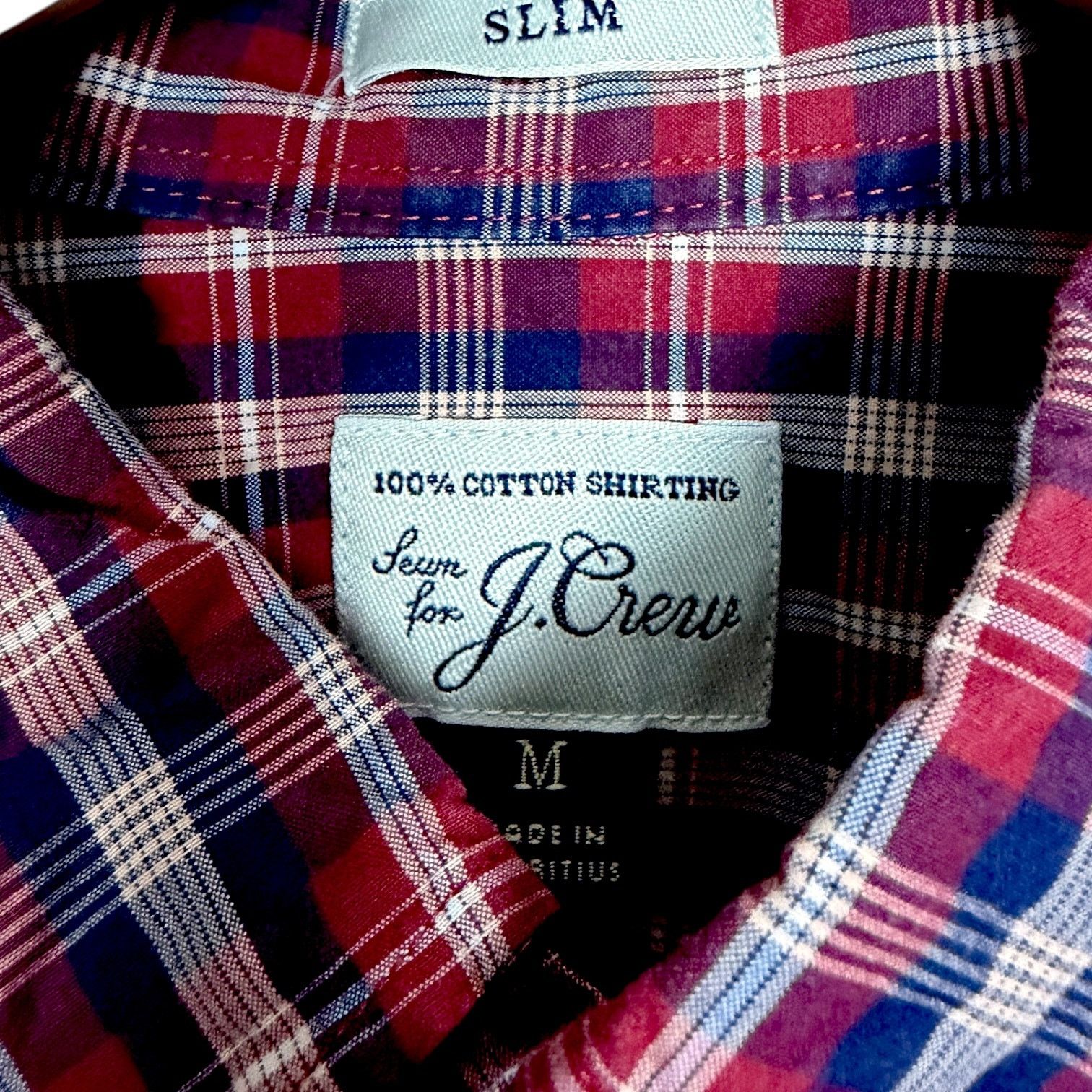 J.Crew J.Crew Red Plaid Slim Fit Men's Button-Down Shirt Office - M Size US M / EU 48-50 / 2 - 2 Thumbnail