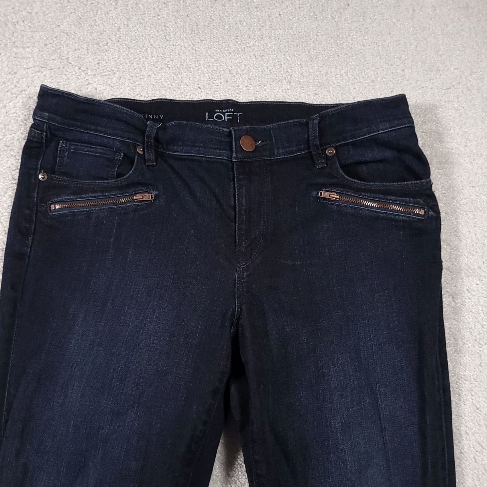 Loft LOFT Jeans Skinny Dark Wash Denim Stretch Raw Hem Mid-Rise Womens 30 Regular Blue 90s City Vintage No Size 30" / US 8 / IT 44 - 3 Thumbnail
