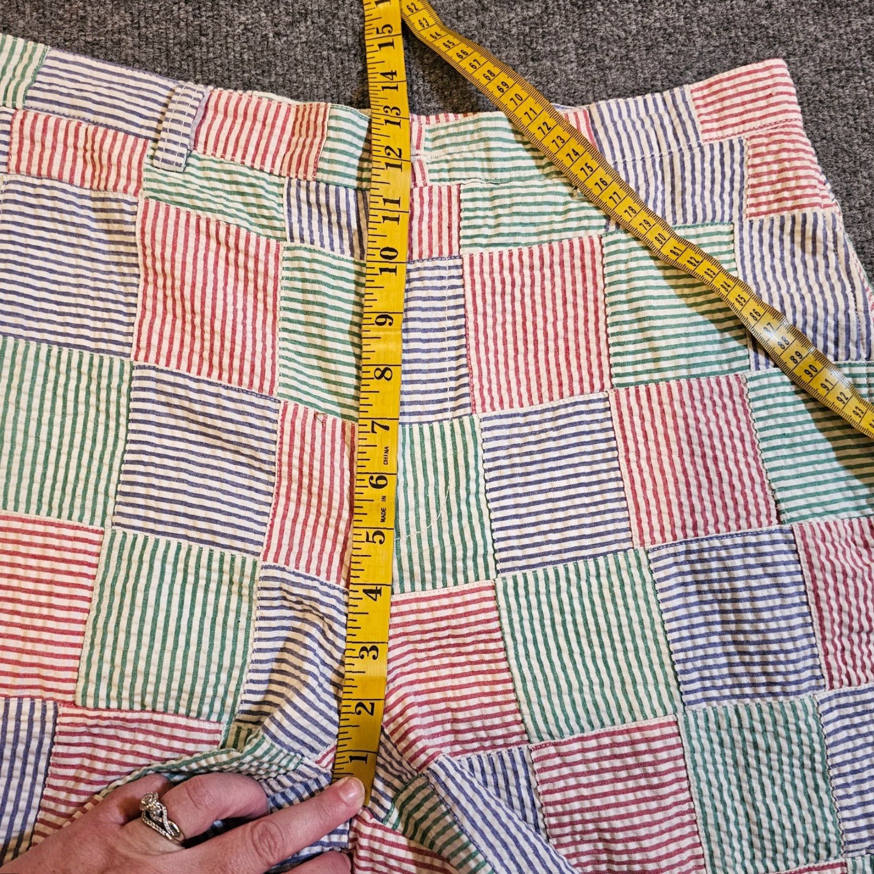 Vintage Harris Shorts Men 34 Green Blue Red Madras Plaid Bermuda Preppy Casual Seersucker 10in Inseam Flat Front Knit Cotton Zip Pockets Size US 34 / EU 50 - 5 Thumbnail
