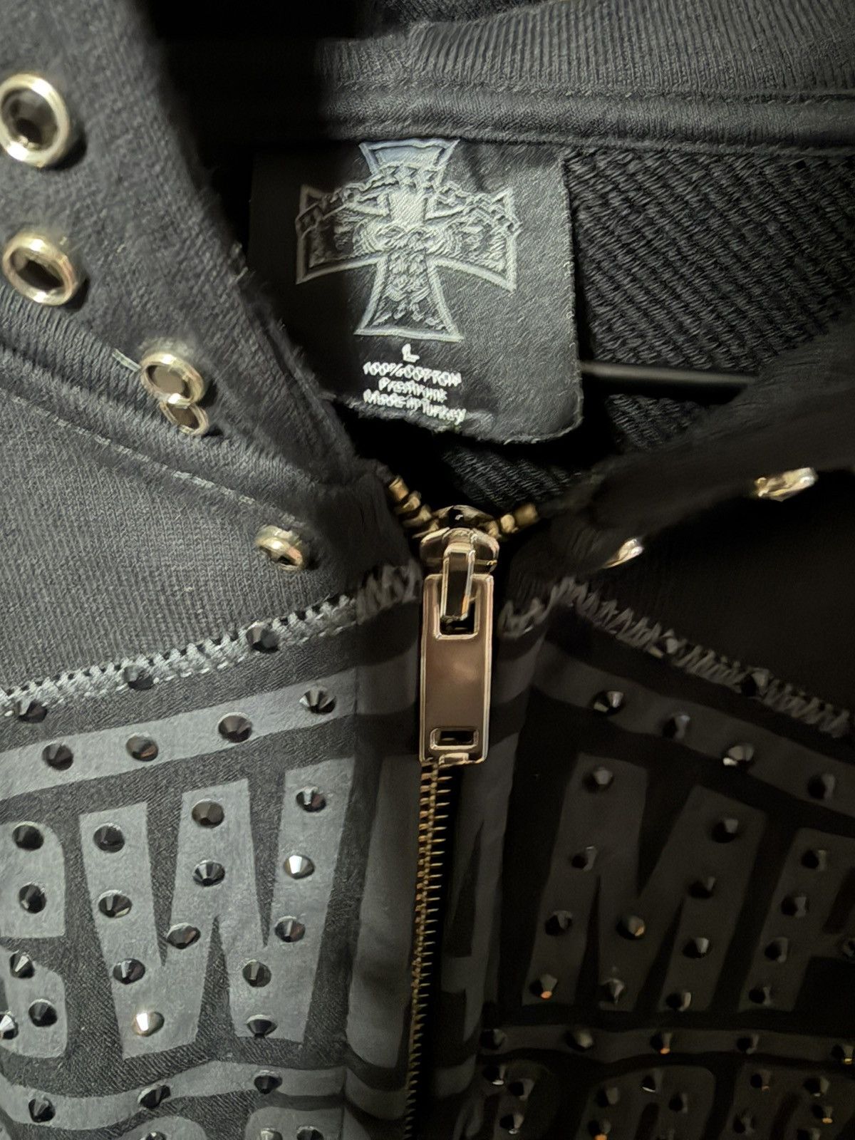murd333r.fm Murd333r.fm Chopper Black Rhinestone Zip Up Hoodie Size US L / EU 52-54 / 3 - 3 Thumbnail
