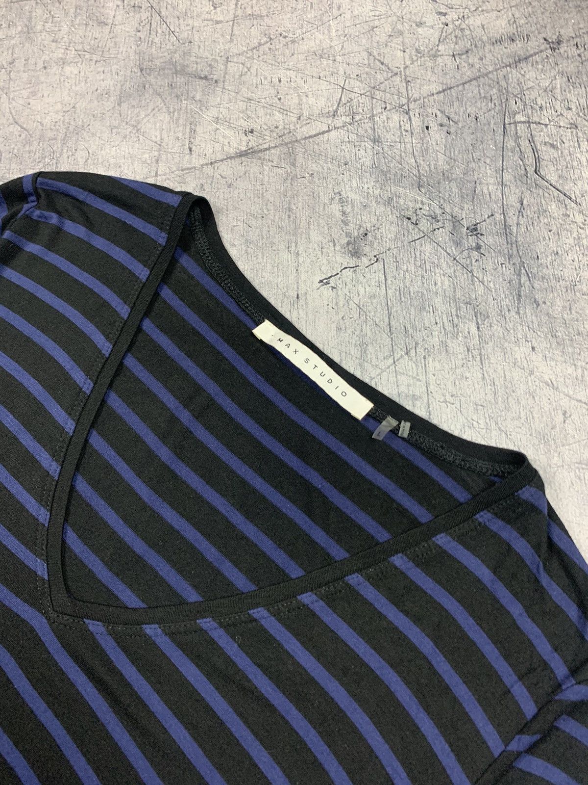 Max Mara Designer Max Studio Striped Long Sleeve T-Shirt Size L Blue Size L / US 10 / IT 46 - 4 Thumbnail