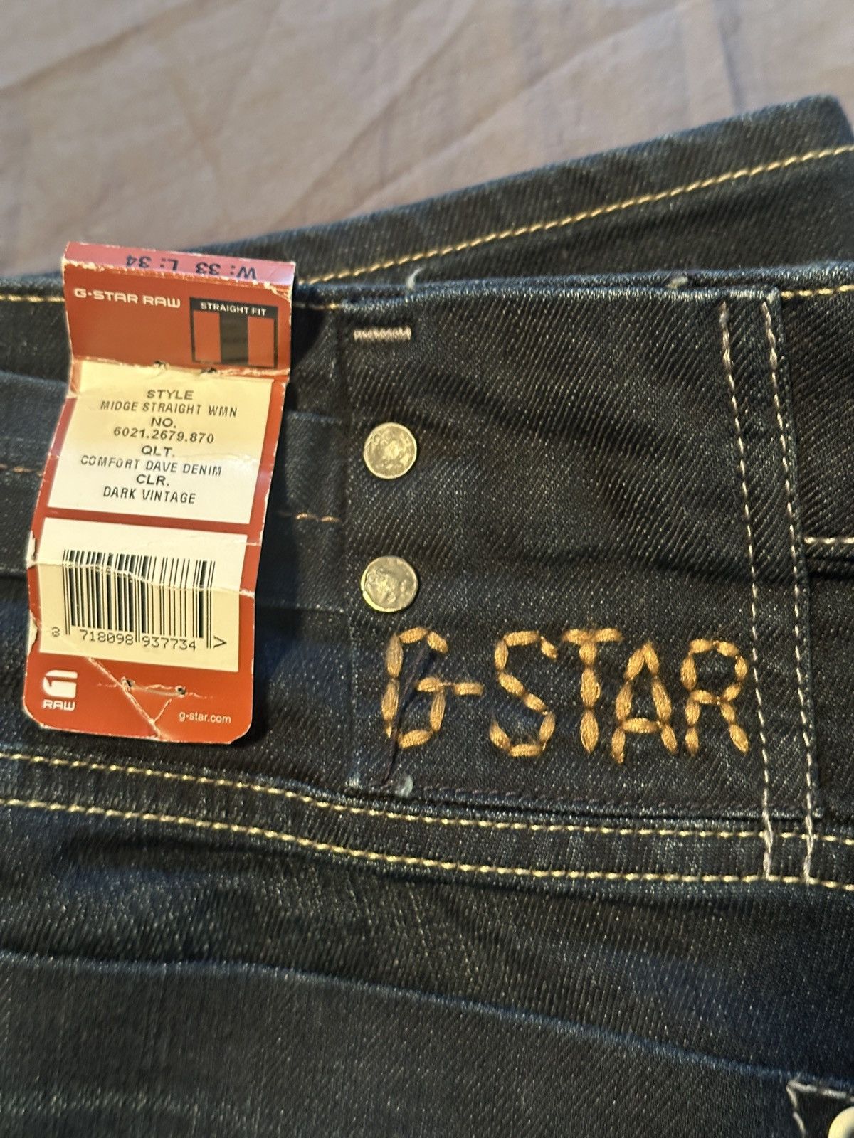 G-Star G Star Midge Straight Women Jeans Size 33" - 2 Thumbnail
