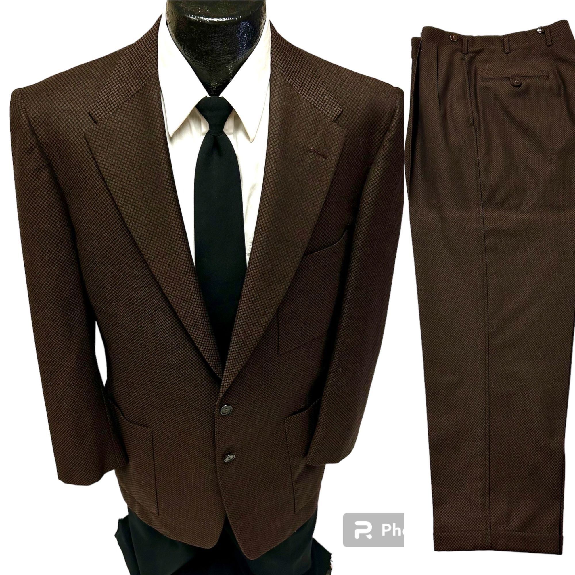 image of Unkwn 50's Eagle Bespoke Hollywood Atomic Fleck Rockabilly Suit in Brown, Men's (Size 38R)