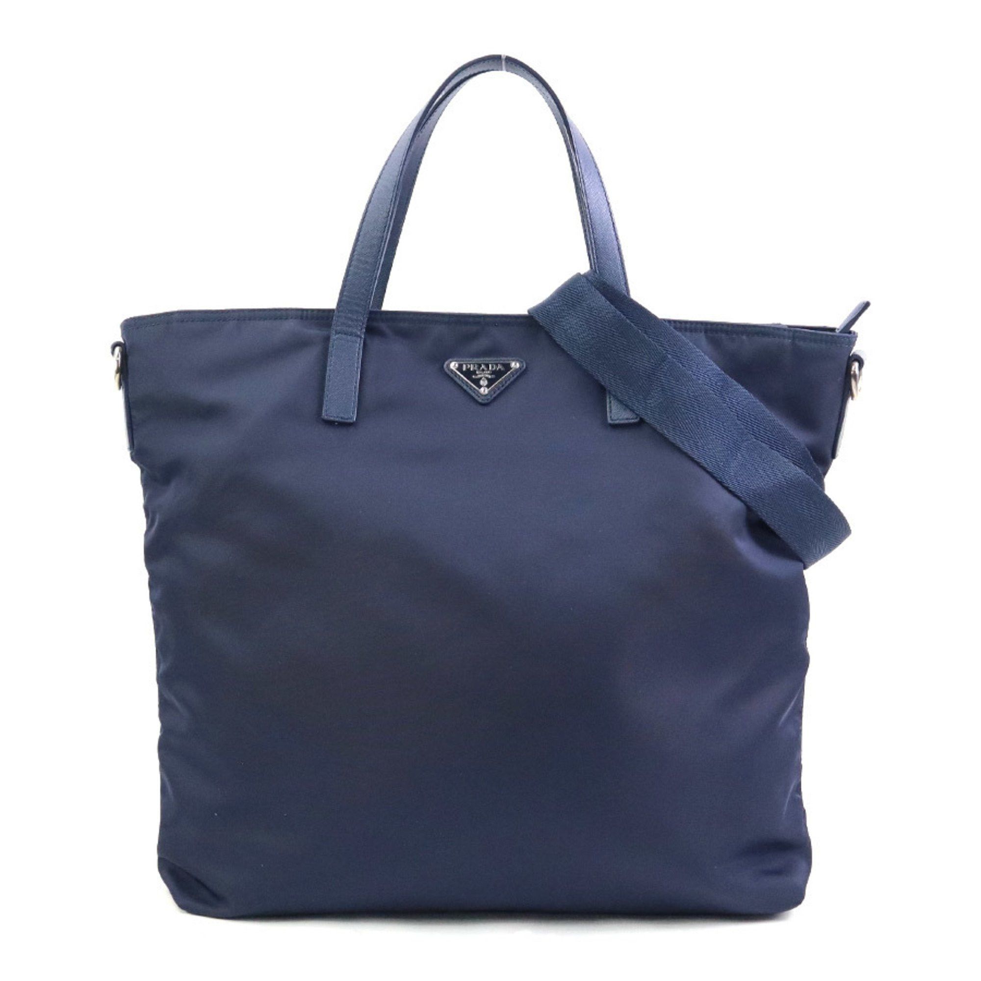 Prada PRADA handbag shoulder bag nylon leather navy men women 90080g Size ONE SIZE - 1 Thumbnail