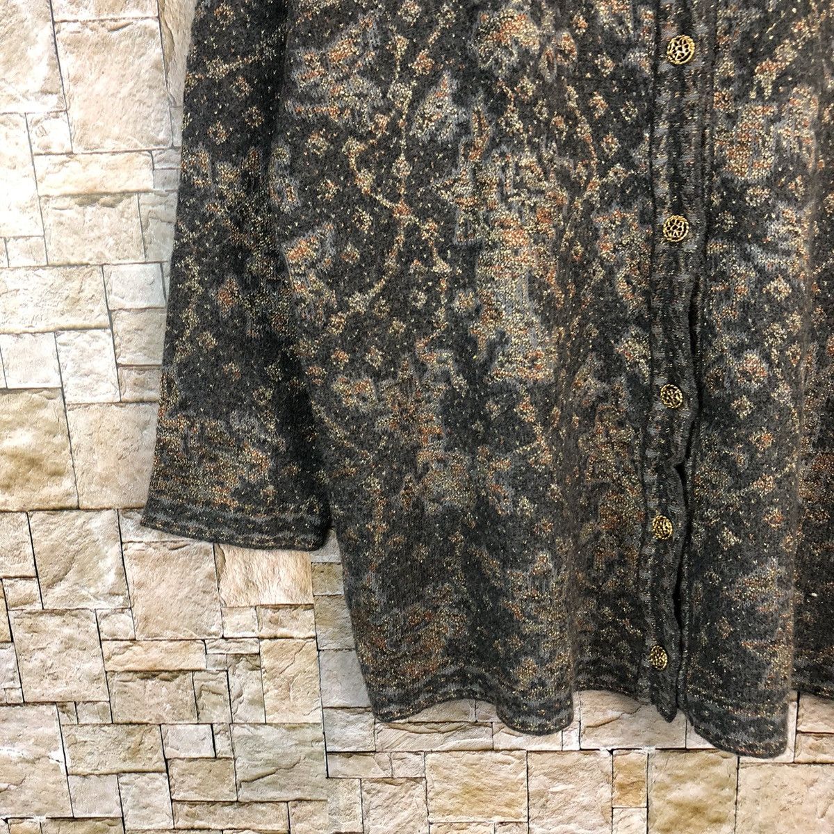 Homespun Knitwear × Japanese Brand Ronflix Brown Patterned Cardigan #A926 Size L / US 10 / IT 46 - 7 Thumbnail