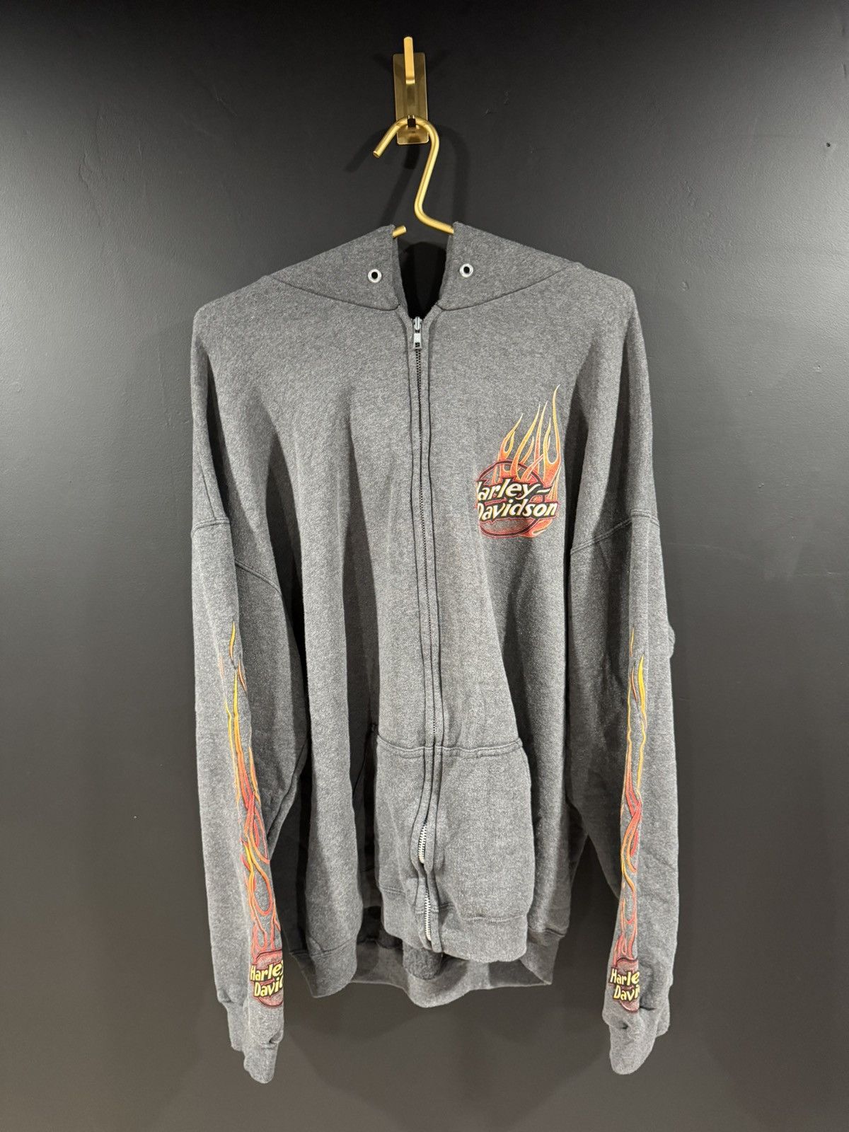 Harley Davidson 90s / 00s Y2K Vintage Harley Davidson Flame Faded Hoodie XXL Size US XXL / EU 58 / 5 - 2 Thumbnail