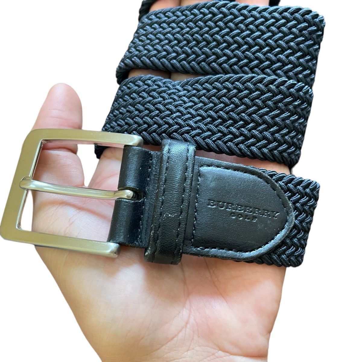 Burberry × Vintage Vintage Burberry Golf Braided Cloth Black Belt Size ONE SIZE - 4 Thumbnail