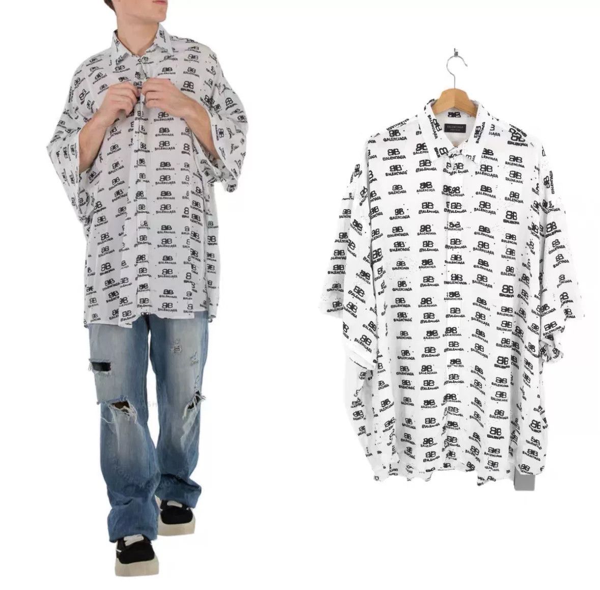 Balenciaga balenciaga oversized all over logo shirt Size US M / EU 48-50 / 2 - 1 Thumbnail