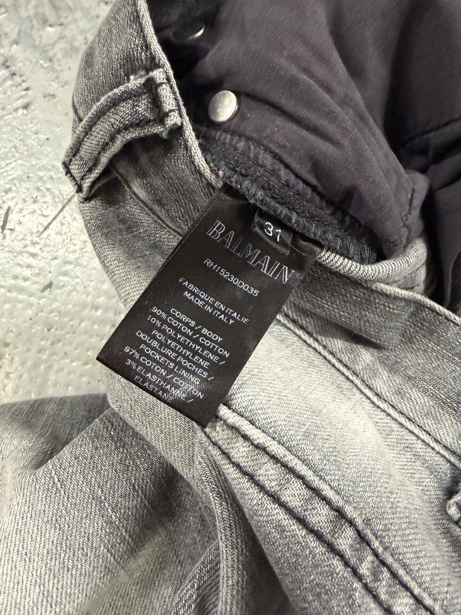 Balmain 2010s Balmain Grey Faded Destroyed Denim Slim Jeans Size US 30 / EU 46 - 7 Thumbnail