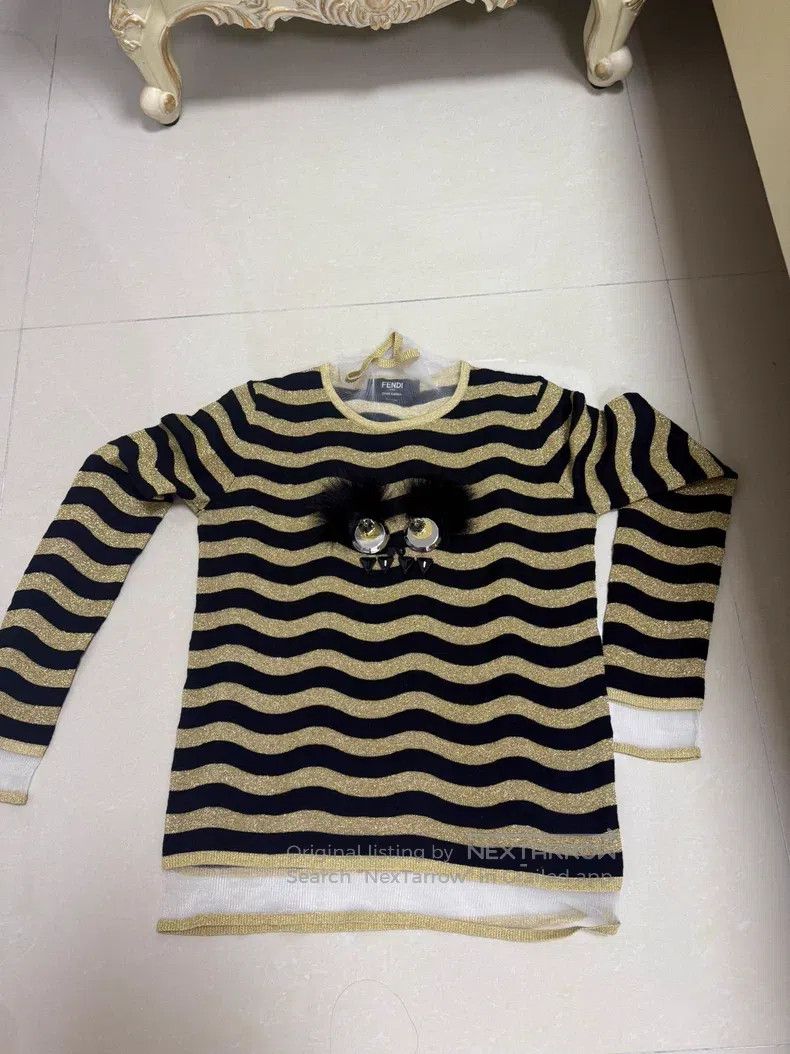 Fendi Fendi Gold Striped Knit Top - Black and Gold Stripes - Fau Size XS / US 0-2 / IT 36-38 - 1 Thumbnail