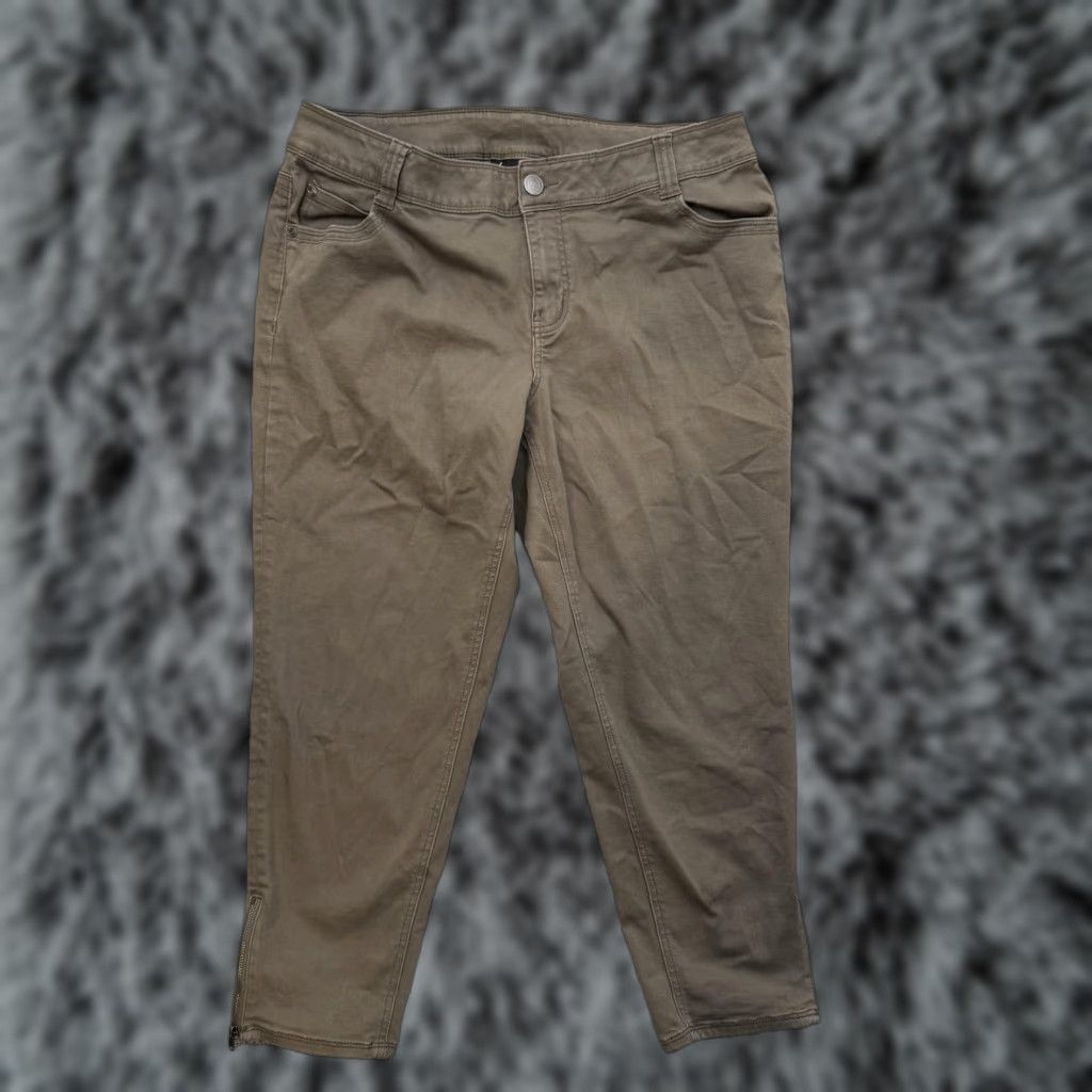 Vintage Lane Bryant Pants Womens 16 Stretch Ankle Zip Pockets Cropped Casual Brown Size 38" / US 16 / IT 52 - 1 Thumbnail