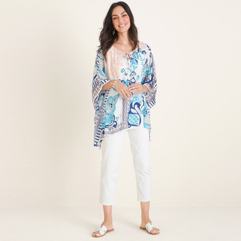 Chicos New Chico's Floral Multi-Print Poncho Size S/M Size M / US 6-8 / IT 42-44 - 1 Thumbnail