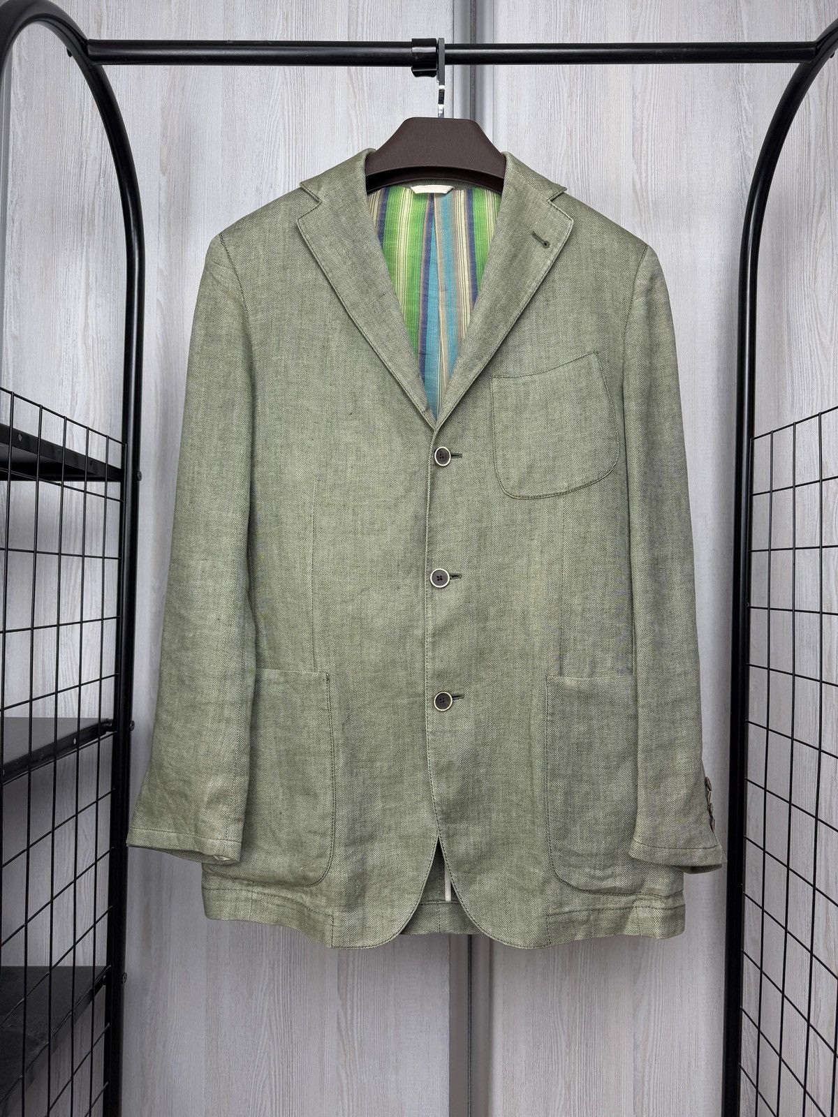Lardini Lardini Pure Linen Multicolor Striped lining 3 button blazer Size 38R - 1 Thumbnail