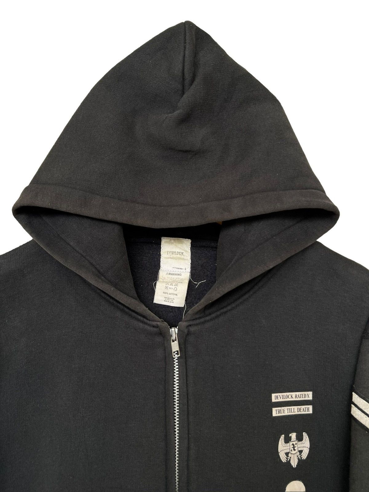 Vintage Devil Lock Japan Black Sunfaded Baggy Boxy Zipup Hoodie Size US L / EU 52-54 / 3 - 4 Thumbnail