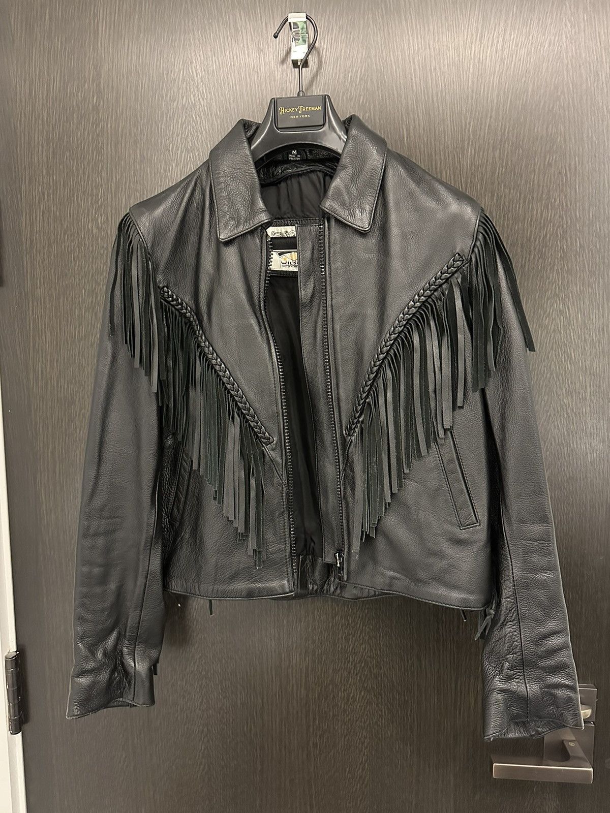 image of Vintage Wilson’S Black Fringe Leather Jacket, Men's (Size Medium)