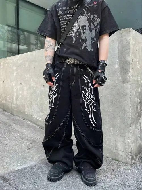 Jean DRIP denim jeans Y2K Baggy RAP Size US 32 / EU 48 - 2 Thumbnail