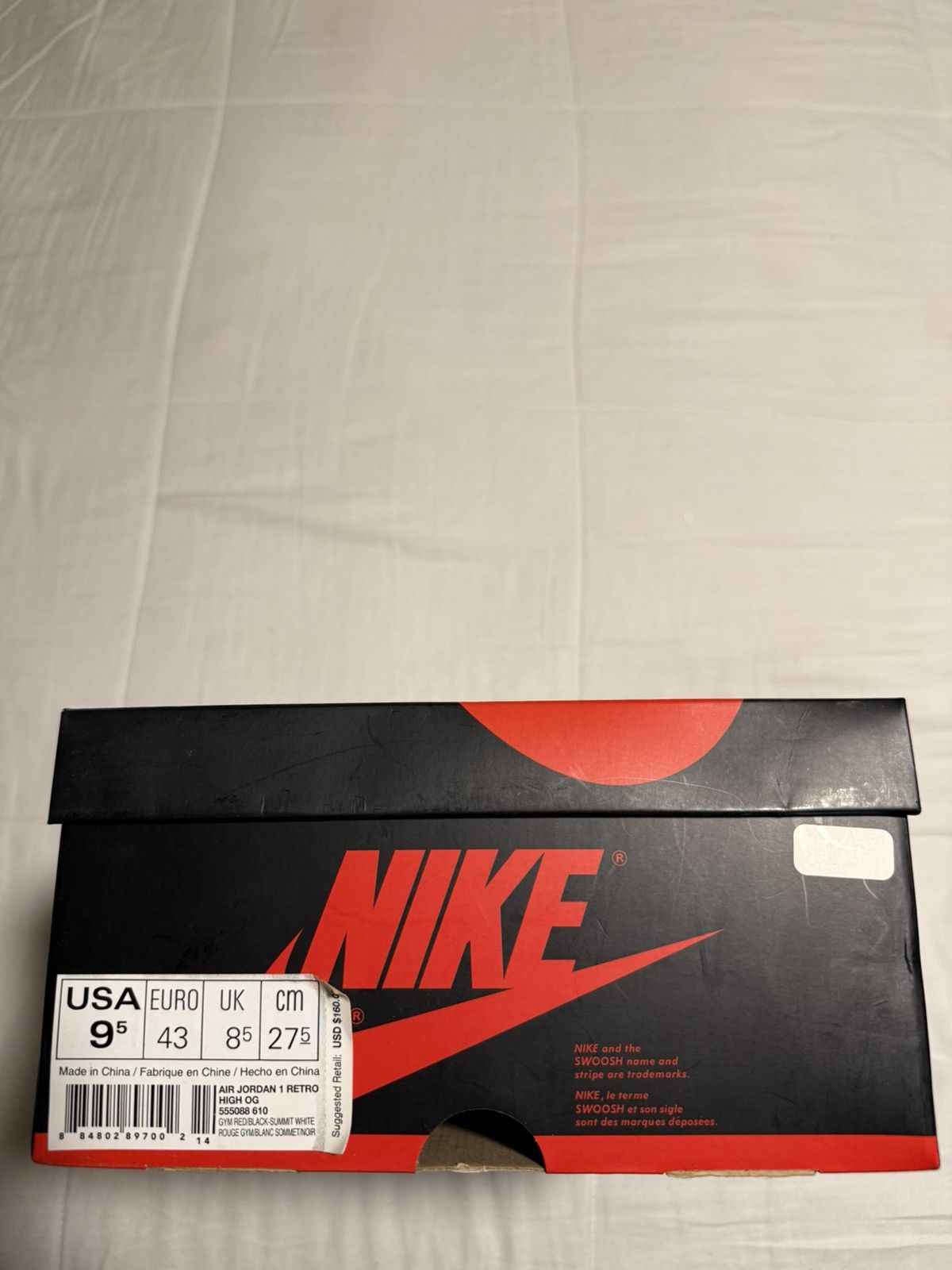 Jordan Brand Nike Air Jordan 1 High Bred Toe - Black Red White Sneakers Size US 9.5 / EU 42-43 - 6 Thumbnail