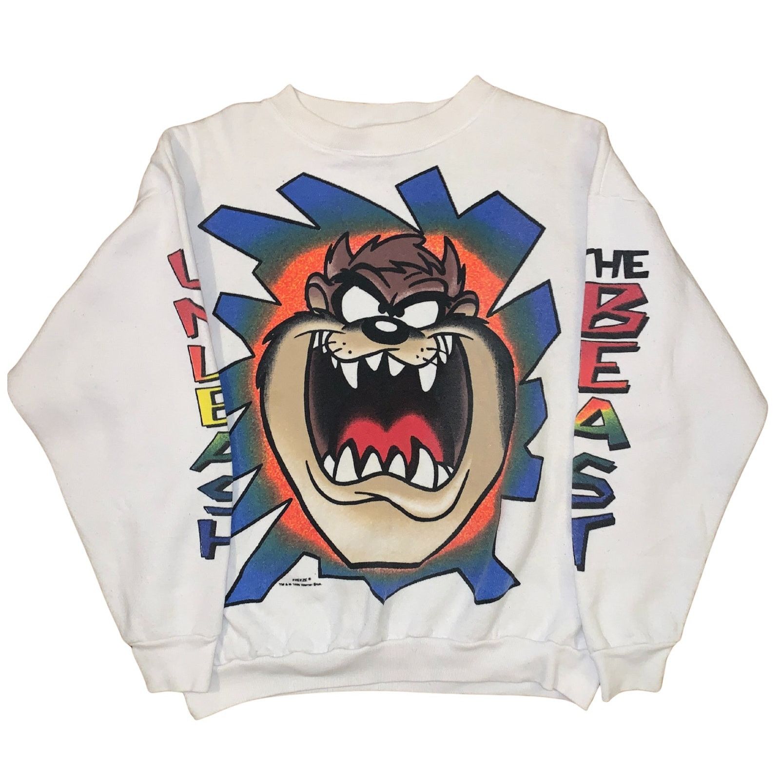 Vintage Vintage Looney Tunes Taz Sweater White L/M Size US L / EU 52-54 / 3 - 1 Thumbnail