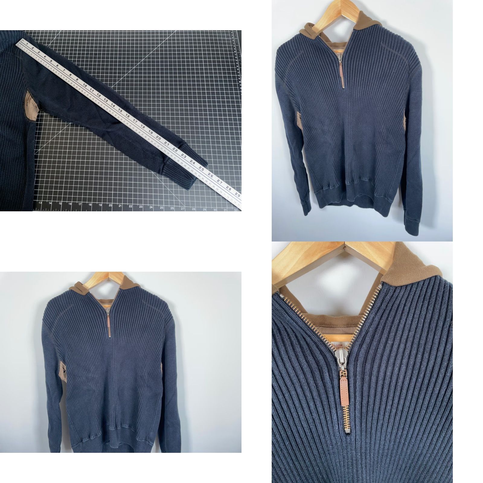 Carbon2Cobalt Carbon2Cobalt Hoodie 1/4 Zip Sweater Mens Large Dark Blue Cotton Knit Pullover Heavyweight Casual Vintage 90s Hipster Retro Mens Clothing Size US L / EU 52-54 / 3 - 8 Thumbnail