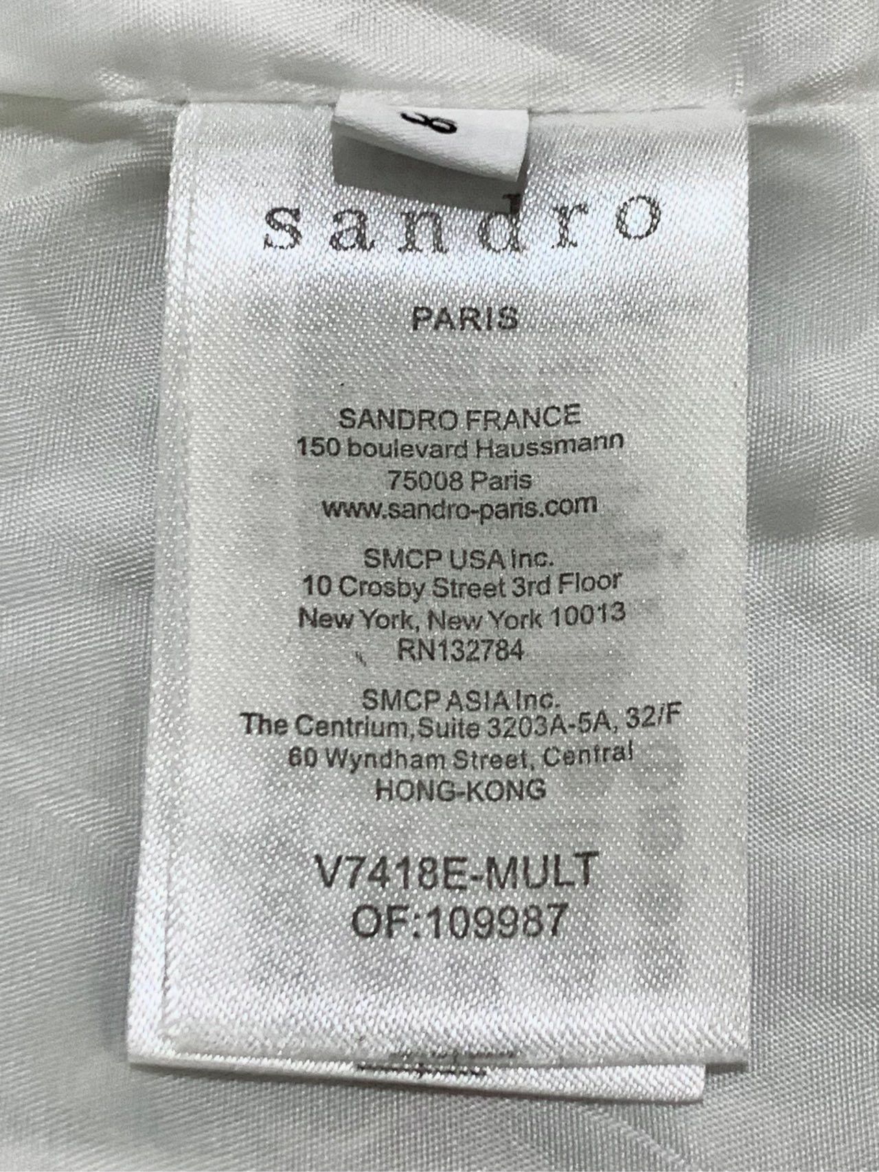 Sandro Sandro White Tweed Jacket (36) Size XS / US 0-2 / IT 36-38 - 3 Thumbnail