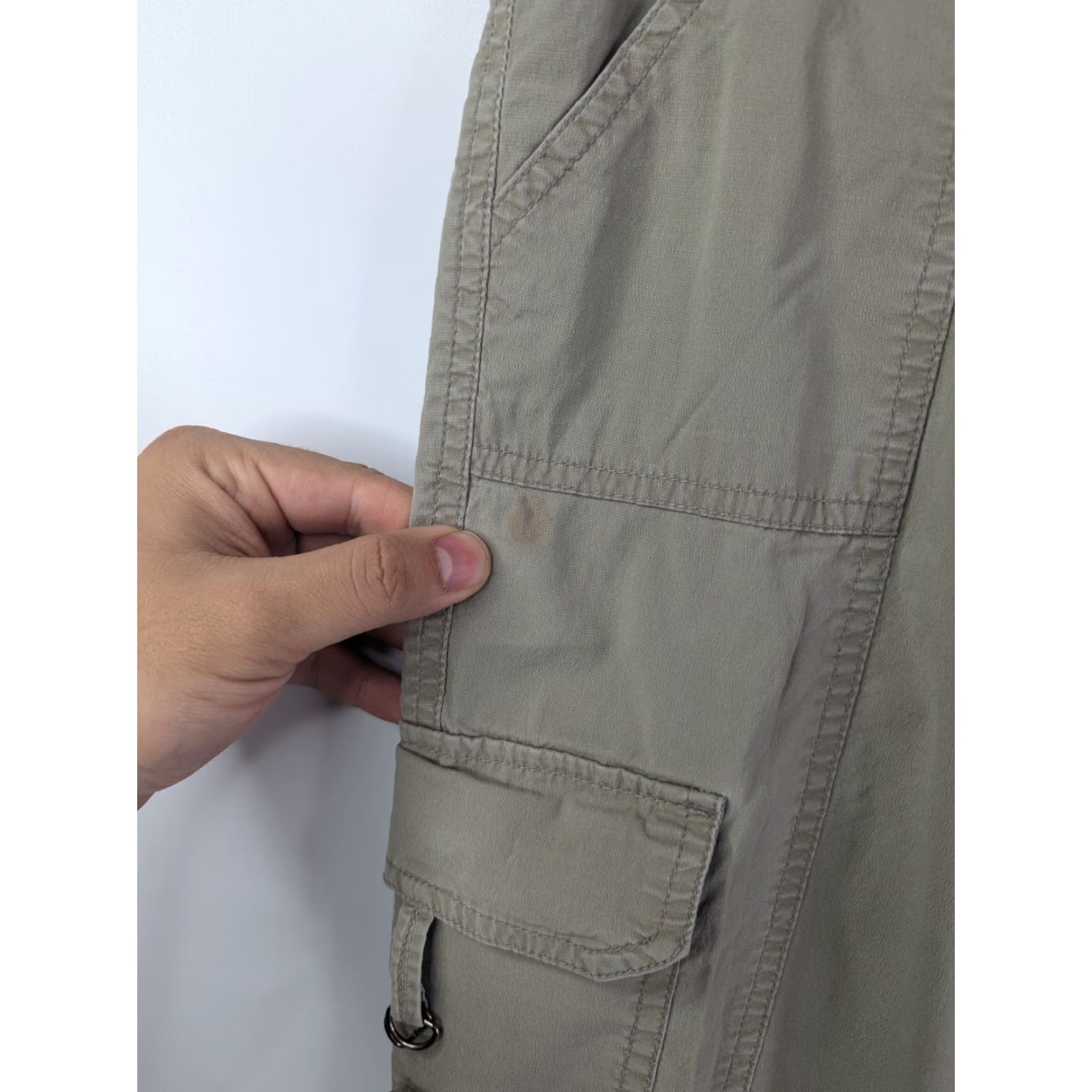 Anchor Blue Anchor Blue Khaki Beige Low Rise Cargo Tie Hem Women's Size 7 Cotton 90s Y2K Size ONE SIZE - 3 Thumbnail