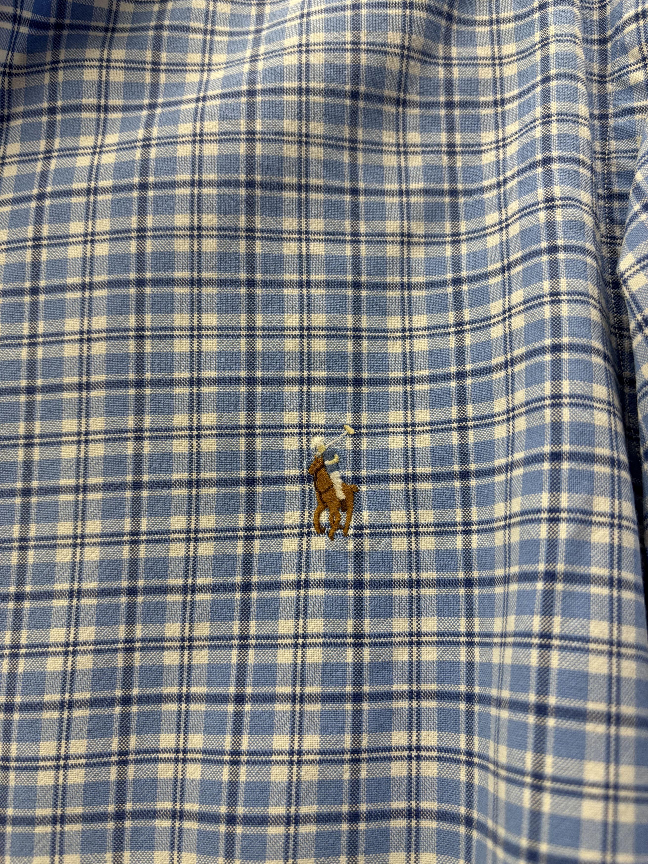 Polo Ralph Lauren × Ralph Lauren Vintage Polo Ralph Lauren Chested Blue Shirt Size US L / EU 52-54 / 3 - 4 Thumbnail