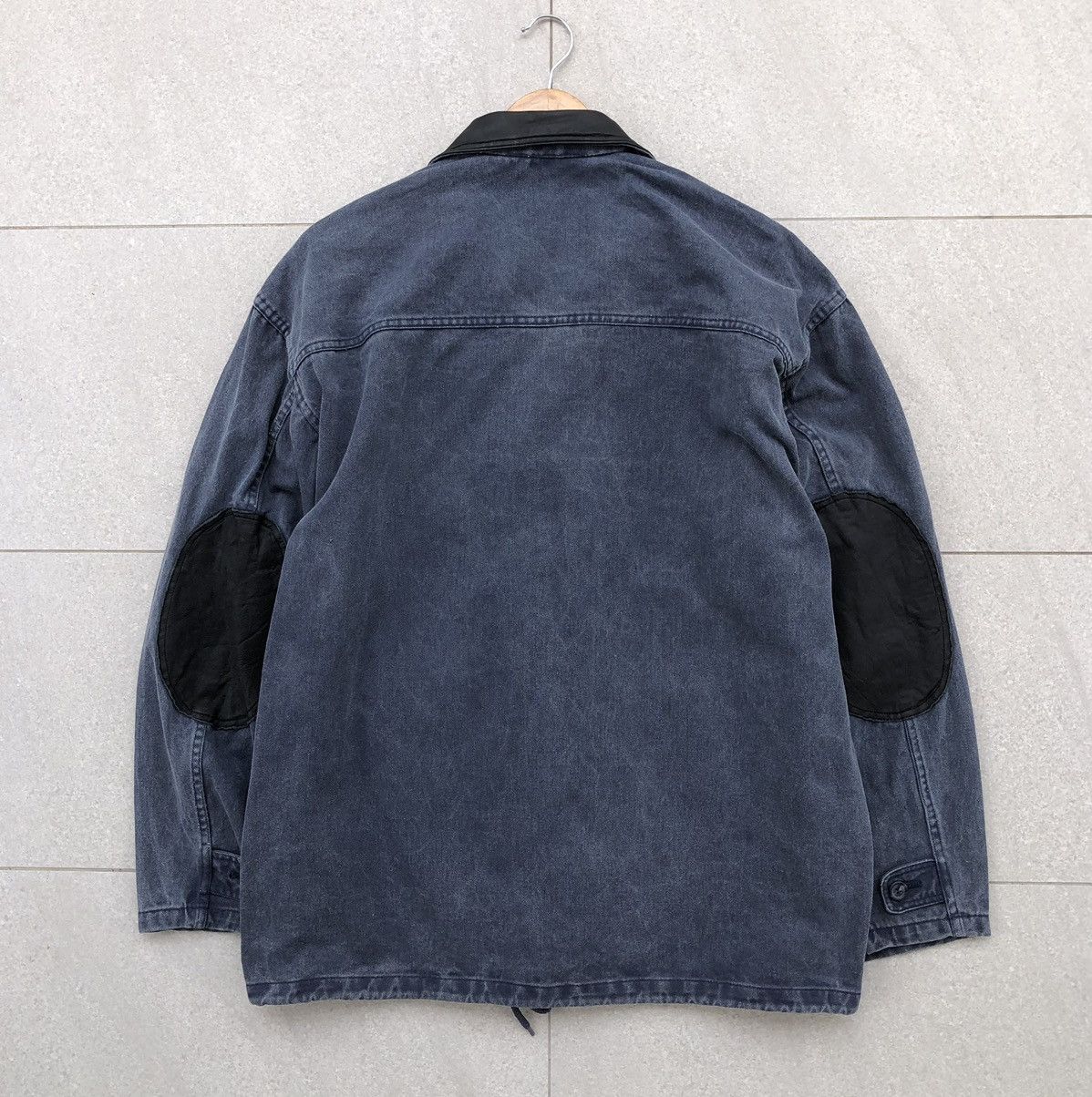 Vintage Vintage SENT HOMME Sun Faded Denim Leather Baggy Jacket Size US M / EU 48-50 / 2 - 5 Thumbnail